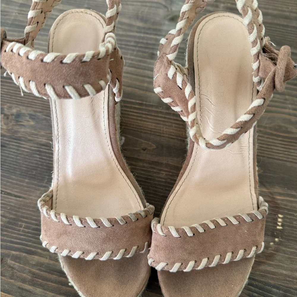 Shu Shop Women’s Justine Brown Suede Braided‎ Espadrille Wedge Sandals Size 9